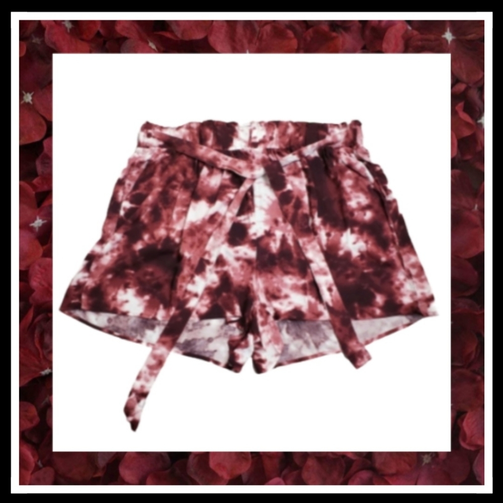 TYE DYE ☆ WINE ☆ PAPER BAG WAIST SHORTS ☆ NWT